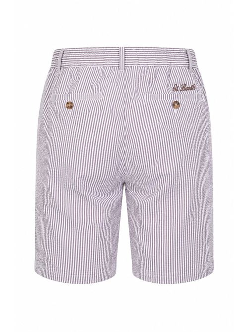 Bermuda Ischia in cotone seersucker Marrone Bianco Mc2 Saint Barth | ISC000100972L